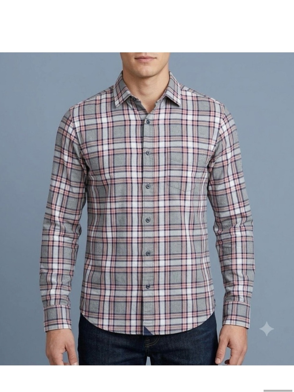 UNTUCKit Men's Rousseau Grey and Pink Plaid Button-Down Shirt